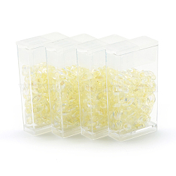 Perles miyuki longues magatama, Perles de rocaille japonais, (lma2146) cristal bordé jaune pâle ab, 7x4mm, Trou: 1mm, environ 80 pcs / boîte, poids net: 10g / boîte