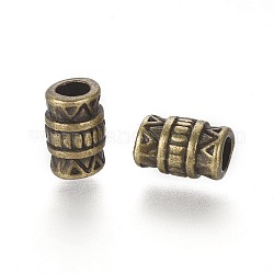 Perles en alliage de style tibétain, sans plomb et sans cadmium et sans nickel, colonne, bronze antique, taille: environ 5mm de diamètre, Longueur 7mm, Trou: 2.7mm