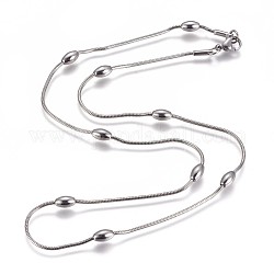 Collares de cadena de espiga de 304 acero inoxidable, con cuentas y cierres de pinza de langosta, color acero inoxidable, 18 pulgada (45.8 cm), 1.2mm