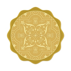 Pegatinas autoadhesivas en relieve de lámina de oro, etiqueta engomada de la decoración de la medalla, patrón de flores, 5x5 cm