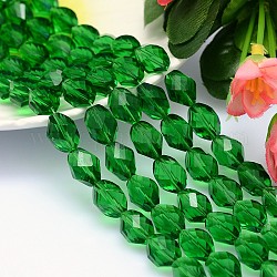 Faceted Polyhedron Imitation Austrian Crystal Bead Strands, Grade AAA, Lime Green, 9x6mm, Hole: 0.7~0.9mm, about 45pcs/strand, 15.7 inch