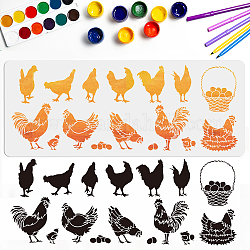 Mayjoydiy Pochoir de poulet coq poule pochoir coq œufs de poussin peinture pochoirs 39.4 × 15.7 pouces modèles de dessin d'animaux de ferme pour la décoration de la maison de ferme de campagne