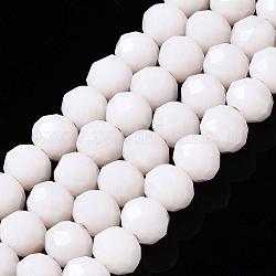 Chapelets de perles en verre opaque de couleur unie, facette, rondelle, chardon, 6x5mm, Trou: 1mm, Environ 85~88 pcs/chapelet, 16.1~16.5 pouce (41~42 cm)
