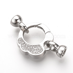 Латунные кольца из микро-паве циркония, уплотнительные кольца, платина, 33x18x4.5 мм