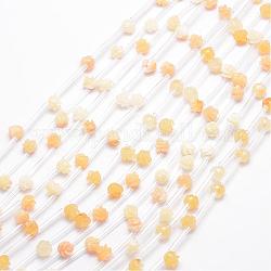 Perles jaunes naturelles aventurine, rose, 8x6~7mm, Trou: 1mm