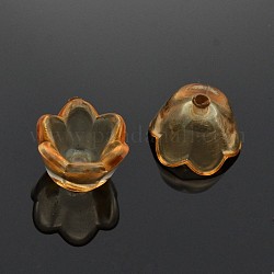 Perles acryliques transparents teintés, fleur, chocolat, environ 10 mm de large, épaisseur de 6mm, Trou: 1.5mm, environ 1900 pcs / 500 g
