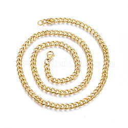 Herren-201 Edelstahl-kubanische Halskette, golden, 21.65 Zoll (55 cm), breit: 5 mm