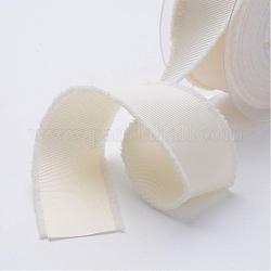 Nastri di gros grain sfrangiati in poliestere, stampato, con frangia nappa, bianco crema, 1-1/2 pollice (38 mm), circa 50iarde / rotolo (45.72m / rotolo)
