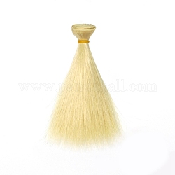 Cheveux de perruque de poupée de coiffure longue et droite en plastique, pour bricolage fille bjd créations accessoires, champagne jaune, 5.91 pouce (15 cm)