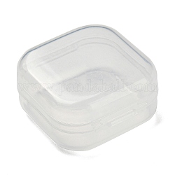 Contenedores de abalorios de plástico, cuadrado, Claro, 3.7x3.45x1.8 cm