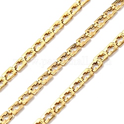 304 Stainless Steel Rectangle with Cross Link Chains, Soldered, with Spool, Real 18K Gold Plated, 5x3x1.5mm, 10m/roll