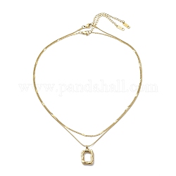 2 個 2 スタイル 304 ステンレス鋼の長方形のペンダント ネックレス セット  女性用カーブチェーン ネックレス セット  ゴールドカラー  16.14~16.81インチ（41~42.7cm）  1個/スタイル