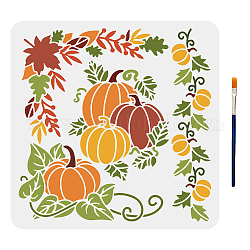 Mayjoydiy uns 1 Stück Herbst-Haustier-Aushöhlungs-Zeichnungs-Malschablonen, mit 1 Kunstpinsel, für DIY Sammelalbum, Fotoalbum, Kürbismuster, 300x300 mm