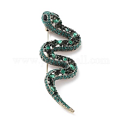 Alliage broche en strass, serpent, émeraude, 95x35x14mm