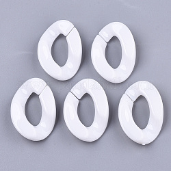 Opaque Acrylic Linking Rings, Quick Link Connectors, for Curb Chains Making, Twist, White, 30x21x6mm, Inner Diameter: 16x8mm