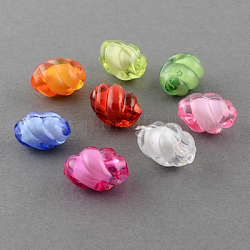 Transparent Acrylic Beads, Bead in Bead, Twist Oval, Mixed Color, 14x9mm, Hole: 2mm, about 860pcs/500g