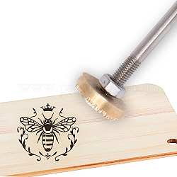 Superfindings sello de hierro de marca de madera 30 mm patrón de abeja hierro de marca con cabeza de latón reemplazable y asas de madera para barbacoa diseño de cuero de madera hecho a mano