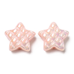 Perles acryliques opaques, de couleur plaquée ab , étoiles du nord, rose, 19.5x19.5x9mm, Trou: 3.5mm
