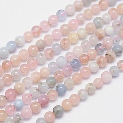 Natur morganite runde Perle Stränge, 4 mm, Bohrung: 0.8 mm, ca. 96 Stk. / Strang, 15.5 Zoll