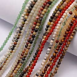 Assortiment de pierres fines brins de perles naturelles, ronde, 3~3.5mm, Trou: 0.7mm, Environ 115~125 pcs/chapelet, 16 pouce
