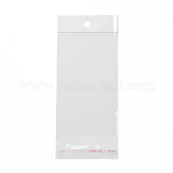 Sacs cellophane rectangle en plastique, scellage auto-adhésif, avec trou de suspension, clair, 19x8x0.01 cm