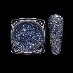 Polvere glitterata per nail art laser, cielo stellato / effetto specchio, decorazione chiodo lucido, dodger blu, scatola: 30x30x16.5 mm