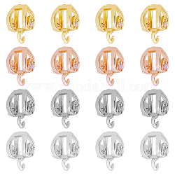 DICOSMETIC 16Pcs 4 Colors Rack Plating Brass Micro Pave Cubic Zirconia Hanger Links,Tube Bails, Cadmium Free & Lead Free, Long-Lasting Plated, Mixed Color, 11x9x5mm, Hole: 1.4mm, Inner Diameter: 5x4mm, 4Pcs/color
