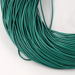 Cowhide Leather Cord, Leather Jewelry Cord, Jewelry DIY Making Material, Round, Dyed, Dark Cyan, 1mm
