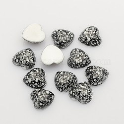 Heart Acrylic Cabochons, Black, 12x12x4.76~4.92mm