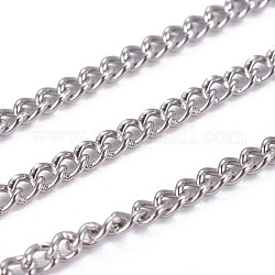 304 Stainless Steel Curb Chains, Soldered, with Spool, Stainless Steel Color, 2.4x1.8x1.1mm, about 65.61 Feet(20m)/roll