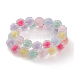 Mother's Day Jewelry, Mother and Daughter Bracelets Sets, Transparent Acrylic Beads Stretch Bracelets, Frosted, Bead in Bead, Corrugated Round, Mixed Color, Mother: 2-1/8 inch(5.5cm) inner diameter, Daughter: 1-7/8 inch(4.7cm) inner diameter, 2pcs/set