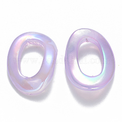 Anneaux de liaison acryliques transparents, de couleur plaquée ab , style de pierres fines imitation, ovale, lilas, 31x22.5x6mm, diamètre intérieur: 17.5 mm