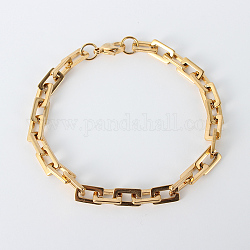 Placcatura ionica (ip) rettangolo 201 bracciali a catena in acciaio inossidabile, con chiusure moschettone, oro, 8-1/2 pollice (215 mm)
