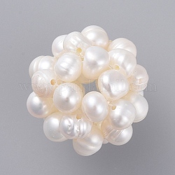 Pendentifs de perles d'eau douce de culture naturelle, Grade a, ronde, vieille dentelle, 19mm, Trou: 5mm