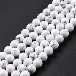 Chapelets de perle en howlite synthétiques, ronde, 8mm, Trou: 1.2mm, Environ 48 pcs/chapelet, 14.96'' (38 cm)