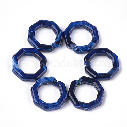 Anelli di collegamento acrilico, connettori a collegamento rapido, per la fabbricazione di catene di gioielli, stile gemstone imitato, ottagono, blu scuro, 25.5x25.5x5.5mm, Foro: 16x16 mm, su: 250 pc / 500 g