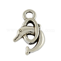 Alloy Dolphin Pendants, Tibetan Style, Lead Free , Antique Silver, 19x12x3mm, Hole: 2.5mm, about 810pcs/1000g
