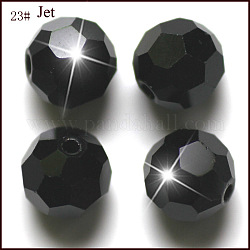 Perles d'imitation cristal autrichien, grade AAA, facetté (32 facettes), ronde, noir, 8mm, Trou: 0.9~1.4mm