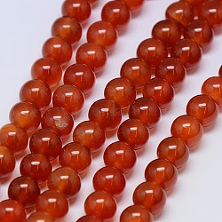 Chapelet de perles rondes en agate naturelle, teinte, cramoisi, 8mm, Trou: 1mm, Environ 48 pcs/chapelet, 15.74 pouce