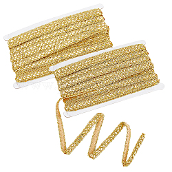 きらめくメタリックポリエステルリボン  ムカデ リボン PVC プラスチック スパンコール付き  服飾材料  ゴールド  3/8インチ（11mm）  約14.22ヤード（13m）/カード