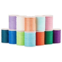 PandaHall Elite 12 Rolls 12 Colors Round Waxed Polyester Cord, Taiwan Waxed Cord, Twisted Cord, Mixed Color, 1mm, about 12.02 yards(11m)/roll, 1 roll/color