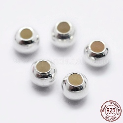925 Sterling Silver Beads, Round, Silver, 2.5mm, Hole: 0.9~1mm