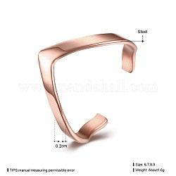 Женские кольца-манжеты из титановой стали, розовое золото , размер США 7 (17.3 мм)