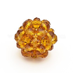 Perle tessute rotonde di cristallo di vetro trasparente, perline a grappolo, Perù, 22mm, perline: 6 mm