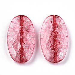 Perles en acrylique transparentes craquelées, ovale, firebrick, 35.5x20x7mm, Trou: 1.8mm
