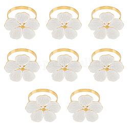 Fingerinspire blumenförmige Serviettenringe aus Legierung, Serviettenhalterschmuck, für Gedecke, Hochzeits- & Partydekoration, golden, 5x38.5 mm, 8 Stück