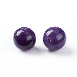 Perles charoite naturelles, la moitié foré, ronde, 8mm, demi-trou: 1~2 mm