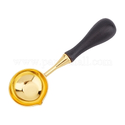 Wooden Handle Wax Sealing Stamp Melting Spoon, for Wax Seal Stamp Melting Spoon Wedding Invitations Making, Golden, 103.5x34.5x10.5mm