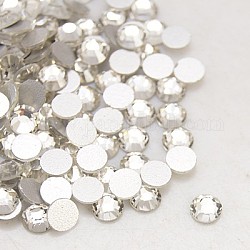 Glass Flat Back Rhinestone, Grade A, Back Plated, Faceted, Half Round, Crystal, SS5, 1.7~1.8mm, 1440pcs/bag