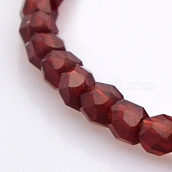 Faceted Drum Glass Beads Strands, Dark Red, 3x3x3mm, Hole: 1mm, about 99pcs/strand, 12.9inch